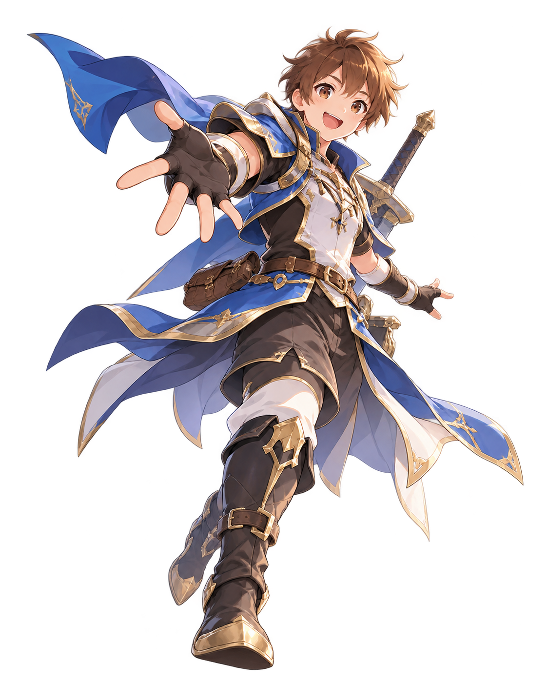 A young swordsman reaching out a hand