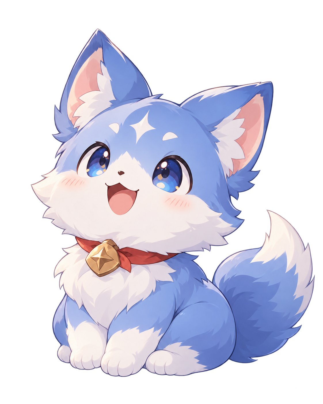A small blue fox sitting on the rocks