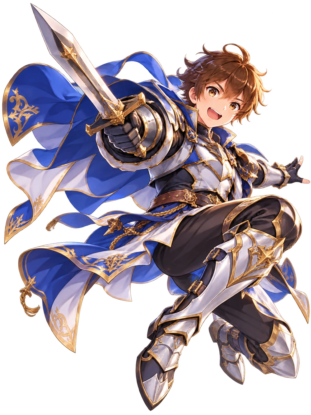 A mercenary leaping forward with a raised sword